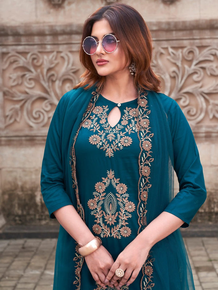 Women's Festive Wear Printed Straight Suit Set with Dupatta