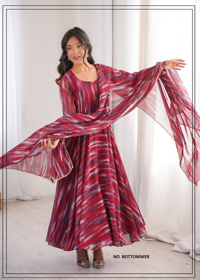Women's Floral Printed Georgette Anarkali Gown with Dupatta