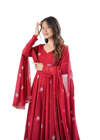 WOMENS BEAUTIFUL PRINTED FLOWER GOWN WITH DUPATTA