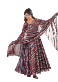 Womens Beautiful Flower Printed Party Wear Gown with Dupatta