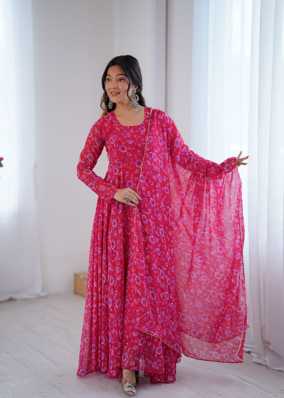 WOMENS BEAUTIFUL PRINTER GOWN WITH DUPATTA