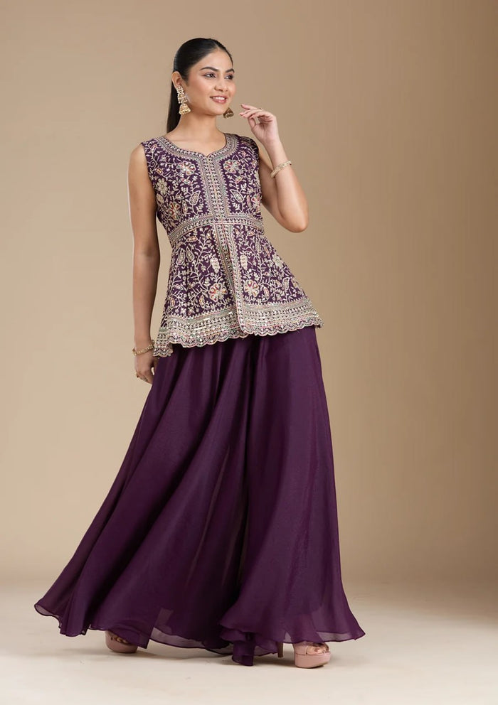 Womens beautiful Ethnic Embroidered Georgette Sharara Set