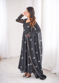 Women's Printed Georgette Anarkali Gown with Dupatta