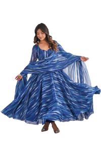 NG Creation Womens Beautiful Flower Printed Gown with Dupatta