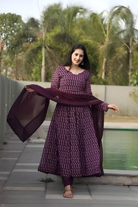 NG Womens Beautiful Flower Printed Party Wear Gown with Dupatta
