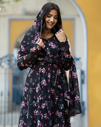 NG CREATION WOMENS PRINTED GOWN WITH DUPATTA