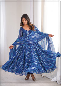 NG Creation Womens Beautiful Flower Printed Gown with Dupatta
