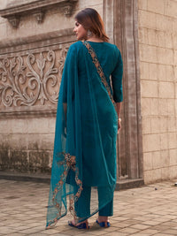 Women's Festive Wear Printed Straight Suit Set with Dupatta