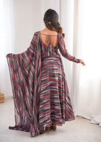 Womens Beautiful Flower Printed Party Wear Gown with Dupatta
