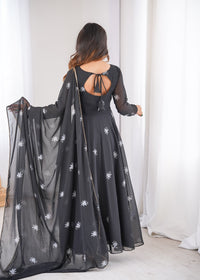Women's Printed Georgette Anarkali Gown with Dupatta