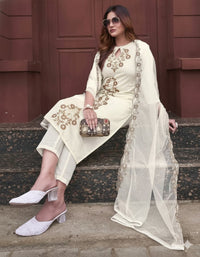 Women's Festive Wear Printed Straight Suit Set with Dupatta