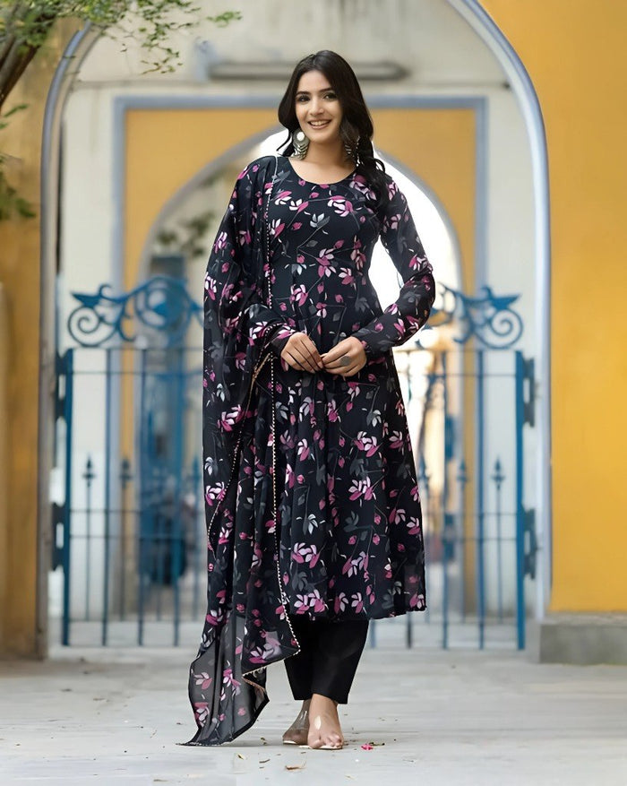 NG CREATION WOMENS PRINTED GOWN WITH DUPATTA