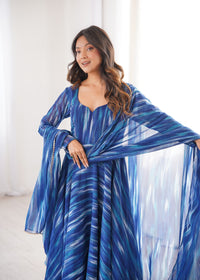 NG Creation Womens Beautiful Flower Printed Gown with Dupatta