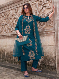 Women's Festive Wear Printed Straight Suit Set with Dupatta