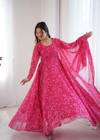 WOMENS BEAUTIFUL PRINTER GOWN WITH DUPATTA