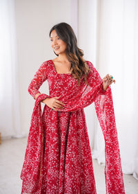 WOMENS BEAUTIFUL PRINTED FLOWER GOWN WITH DUPATTA