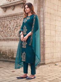 Women's Festive Wear Printed Straight Suit Set with Dupatta