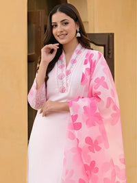 Women's Peach Printed Flared Kurta Dupatta Set