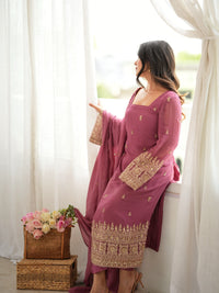 Heavy Work Georgette Kurti Pant with Dupatta 3-Piece Set for Women