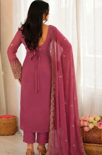 Heavy Work Georgette Kurti Pant with Dupatta 3-Piece Set for Women