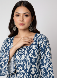 Women's Beige Floral Printed Square Neck A-Line Top