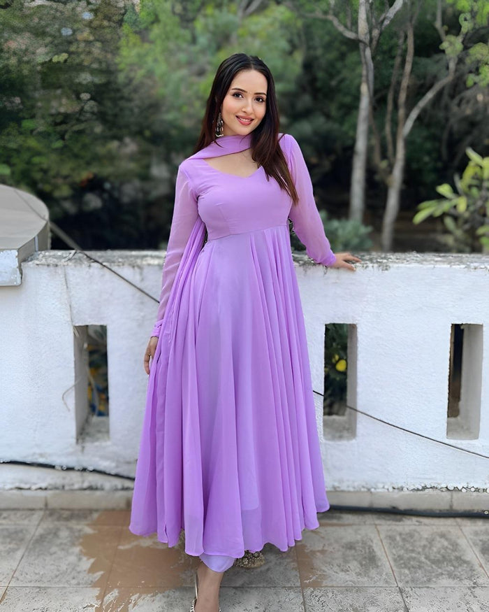 NG Creation Women Georgette Gown with Dupatta Set