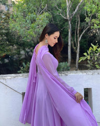 NG Creation Women Georgette Gown with Dupatta Set