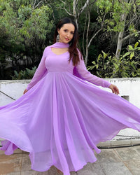 NG Creation Women Georgette Gown with Dupatta Set